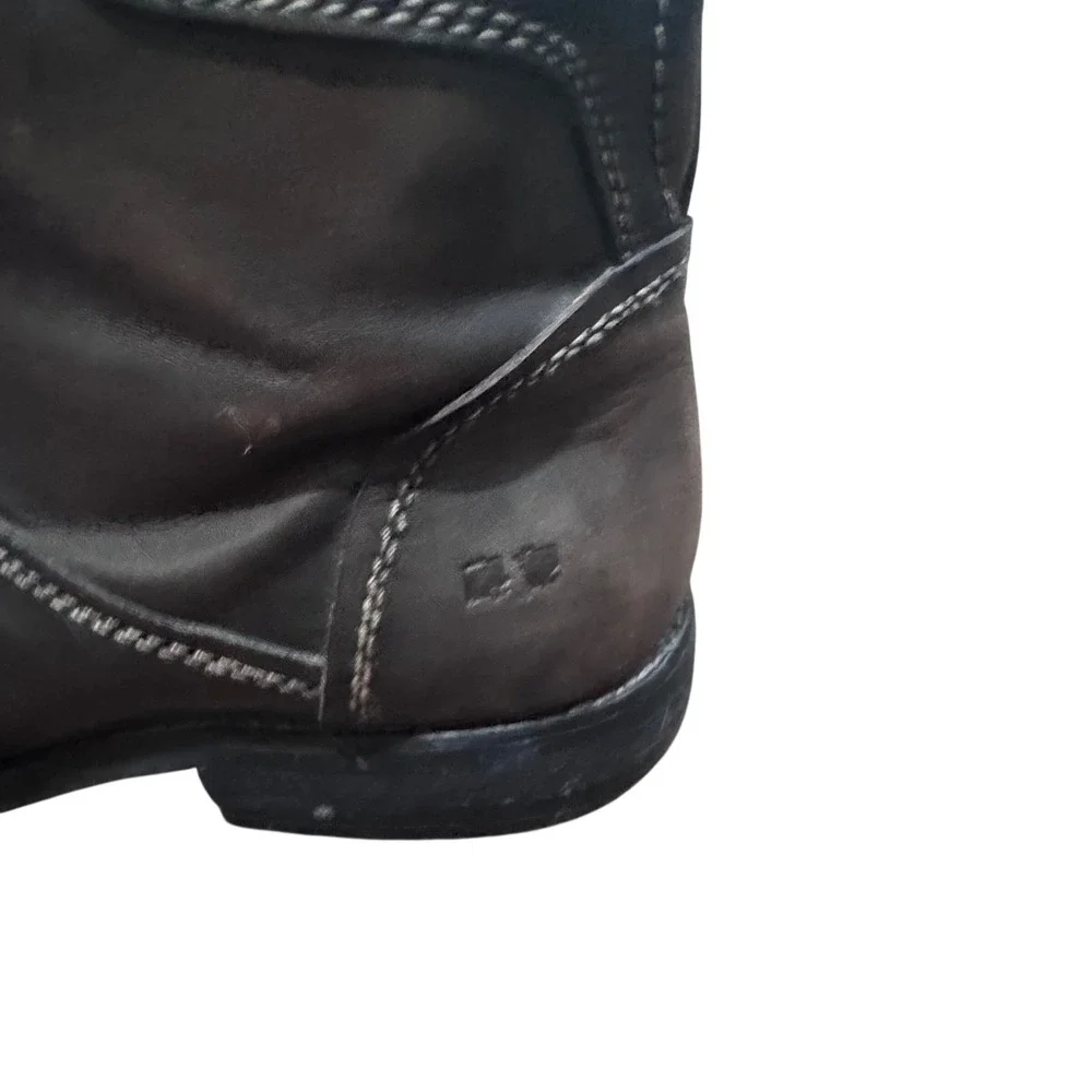 Bed|Stü Men's Brown Leather Engineer Moto Ankle Boots Side Zip Distressed 9.5